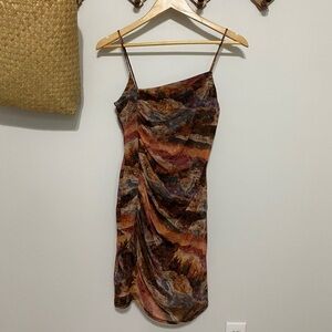 Topshop Jersey Ruche Asymmetric Neck Mini Dress